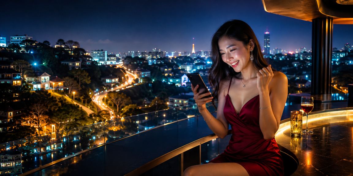 Người dùng tại Đà Lạt truy cập casino trực tuyến qua điện thoại di động trong không gian hiện đại